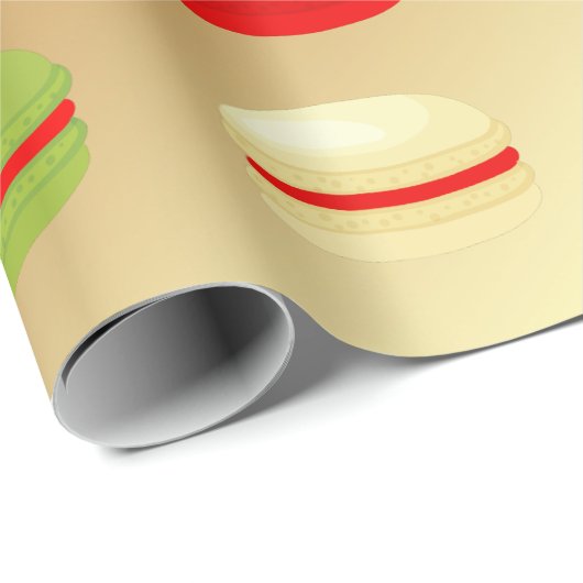 Red Green White op gouden kerst Franse Macarons Cadeaupapier (Rol Hoek)