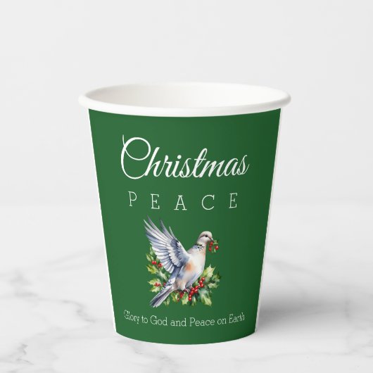 Red Green White Peace Dove Christian Christmas Papieren Bekers (Voorkant)