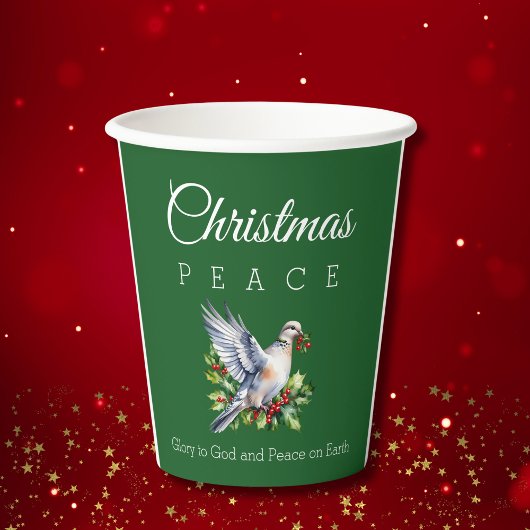 Red Green White Peace Dove Christian Christmas Papieren Bekers
