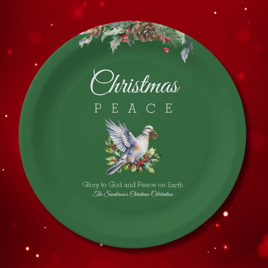 Red Green White Peace Dove Christian Christmas Papieren Bordje