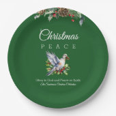 Red Green White Peace Dove Christian Christmas Papieren Bordje (Voorkant)
