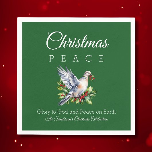 Red Green White Peace Dove Christian Christmas Servet