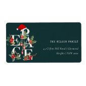 Red Green White Peace-kerstfeestadres Etiket (Voorkant)