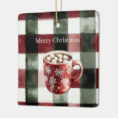 Red Green White Plaid Snowflakes Cocoa Christmas Keramisch Ornament (Links)