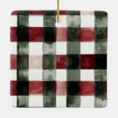 Red Green White Plaid Snowflakes Cocoa Christmas Keramisch Ornament (Achterkant)