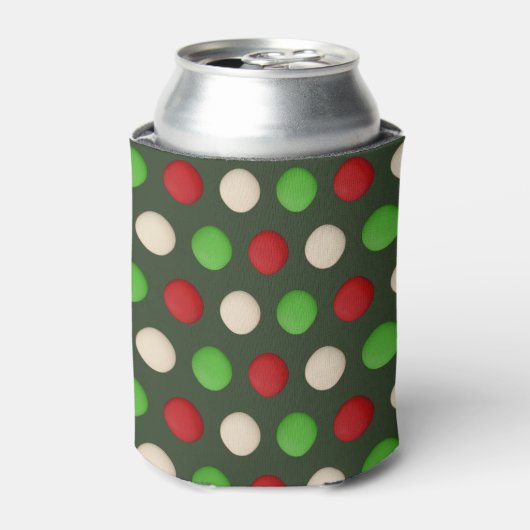 Red Green White Polka Dot Blikjeskoeler (Blikje Voorkant)