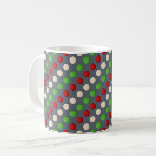 Red Green White Polka Dot Koffiemok (Voorkant links)