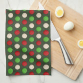 Red Green White Polka Dot Pattern Theedoek (Quarter Fold)
