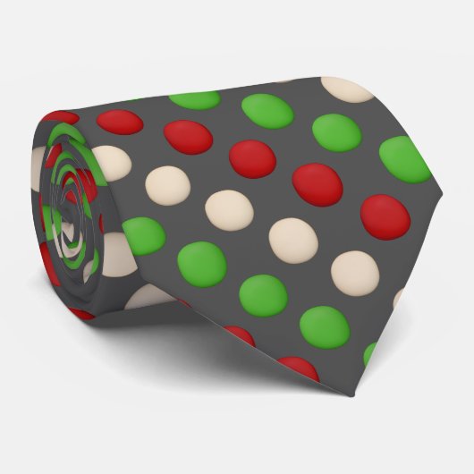 Red Green White Polka Dot Stropdas (Opgerold)