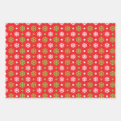 Red Green White Snowflake Holiday Kerstrendy Inpakpapier Vel (Voorkant 3)