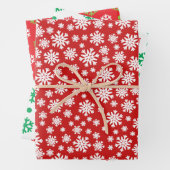 Red Green White Snowflake Holiday Kerstrendy Inpakpapier Vel (In situ)