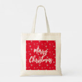 Red Green White Snowflakes Merry kerst Tote Bag (Achterkant)