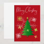 Red Green White Snowflakes Merry Kerstfeestdag Feestdagenkaart (Voorkant / Achterkant)