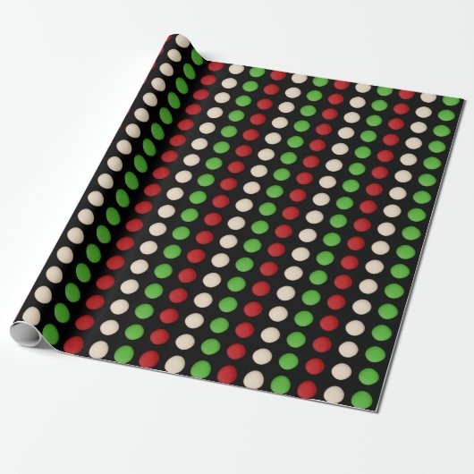 Red Green White Stippen Cadeaupapier (Uitgerold)