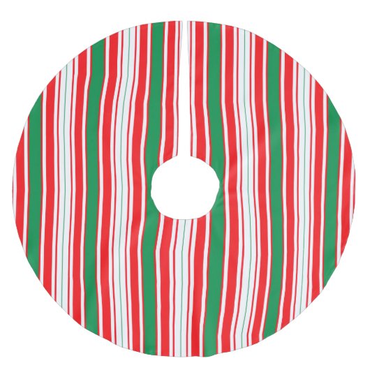 Red Green & White Stripe Christmas Tree Skirt Kerstboom Rok (Voorkant)