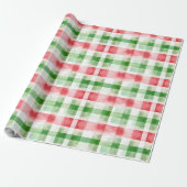 Red Green White Stripes Birthday Cadeaupapier (Uitgerold)