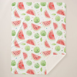 Red Green White Watermelons Birthday Sherpa Deken
