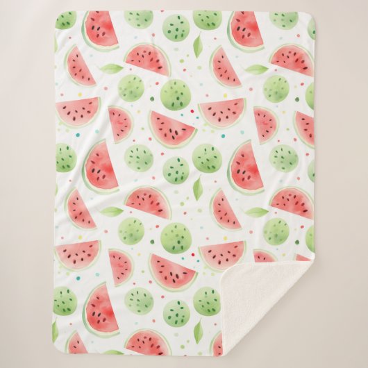 Red Green White Watermelons Birthday Sherpa Deken (Voorkant)