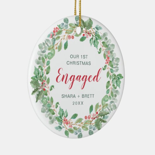 Red Green Wreated Ons eerste kerstfeest Keramisch Ornament (Rechts)