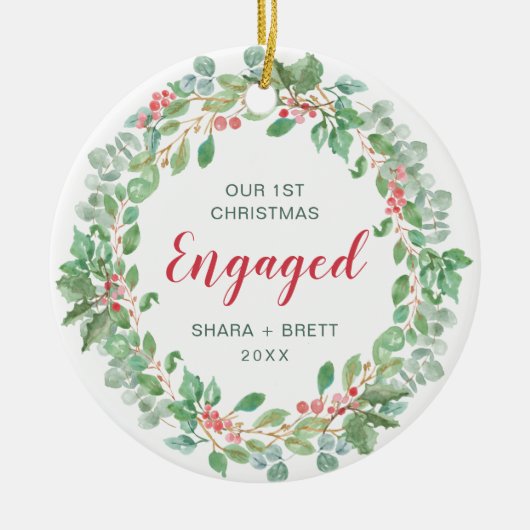 Red Green Wreated Ons eerste kerstfeest Keramisch Ornament (Voorkant)