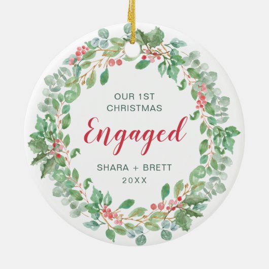 Red Green Wreated Ons eerste kerstfeest Keramisch Ornament (Achterkant)