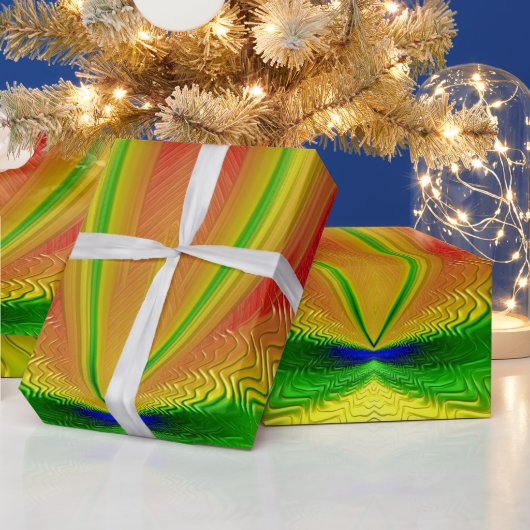 ~ Red Green Yellow Fractal ~ Kerstmis Cadeaupapier (Feestdagen)