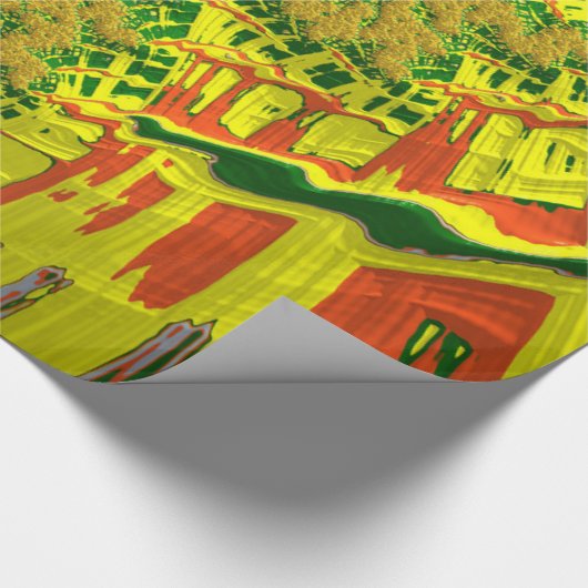 ~ Red Green Yellow Fractal ~ Kerstmis Cadeaupapier (Hoek)