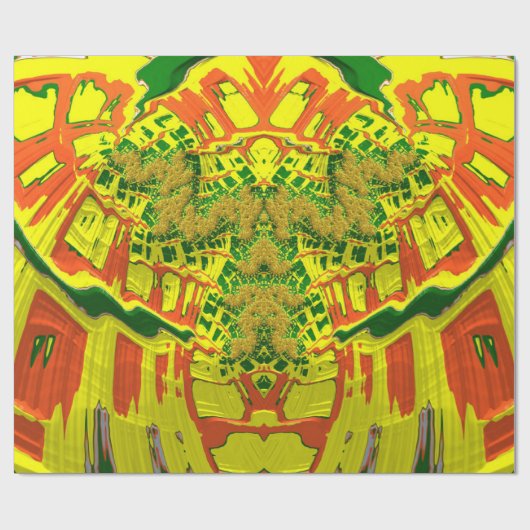 ~ Red Green Yellow Fractal ~ Kerstmis Cadeaupapier (Vlak)