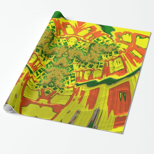 ~ Red Green Yellow Fractal ~ Kerstmis Cadeaupapier (Uitgerold)