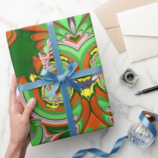 ~ Red Green Yellow Fractal ~ Kerstmis Wrapping Cadeaupapier (Geschenken)