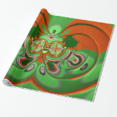 ~ Red Green Yellow Fractal ~ Kerstmis Wrapping Cadeaupapier (Uitgerold)