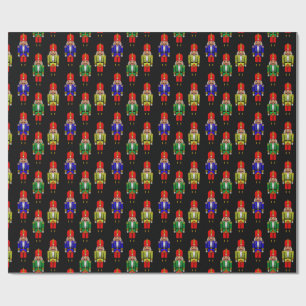 Red Green Yellow Nutcracker Tiled Pattern Cadeaupapier