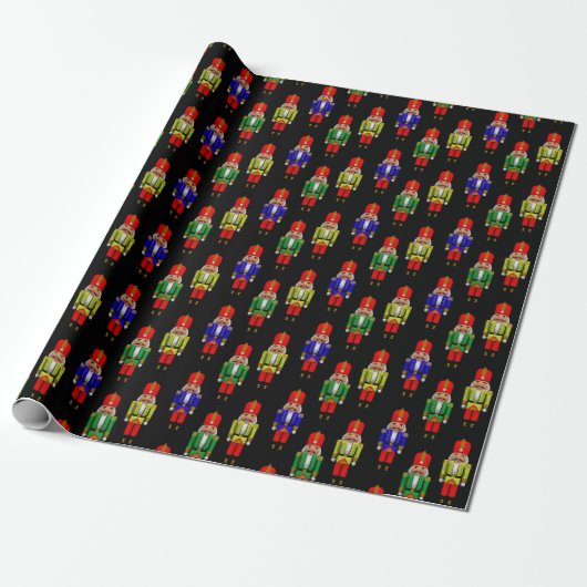 Red Green Yellow Nutcracker Tiled Pattern Cadeaupapier (Uitgerold)