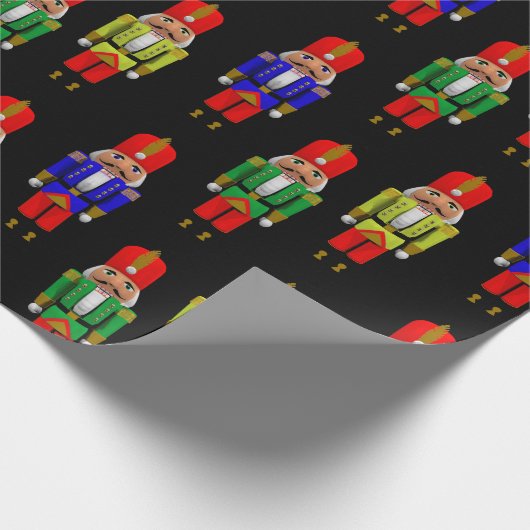 Red Green Yellow Nutcracker Tiled Pattern Cadeaupapier (Hoek)