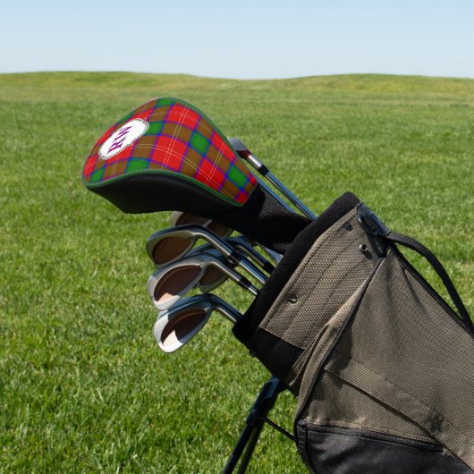Red Green Yellow Purple Tartan Plaid Monogram Golfheadcover (Insitu)
