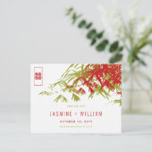 Red Green Zen Bamboo Chinese Weddenschap redt de d Aankondigingskaart (Staand voorkant)
