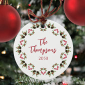 Red Greenery Kerstfoto Keramisch Ornament