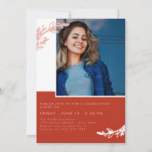 Red Greenery Overlapping Foto's Afstuderen Kaart (Achterkant)