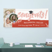 Red Greenery Overlapping Photos Congrats Afstudere Spandoek (Beurs)