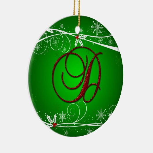 Red Greens Holly Initiaal D kerstversiering Keramisch Ornament (Rechts)