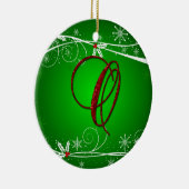 Red Greens Holly Initiaal met kerstversiering Keramisch Ornament (Rechts)