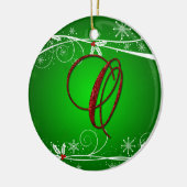 Red Greens Holly Initiaal met kerstversiering Keramisch Ornament (Links)