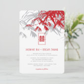 Red Grey Bamboo lekt het dubbele Chinese huwelijk Kaart (Staand voorkant)