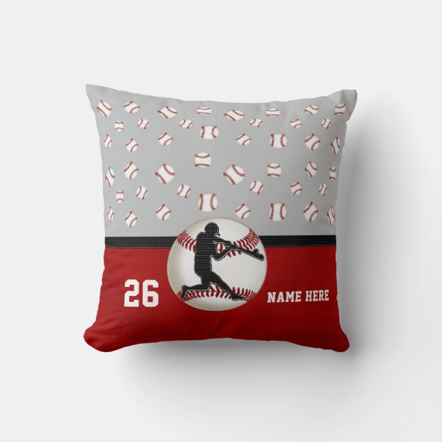 Red Grey Baseball Pillow op maat van eventuele kle Kussen (Voorkant)