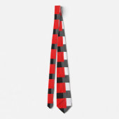 Red Grey Black en White Geometric Color Block Stropdas (Achterkant)