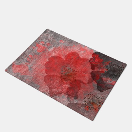 Red Grey Black Grunge Digital Graphic Art Design Deurmat (Schuin)