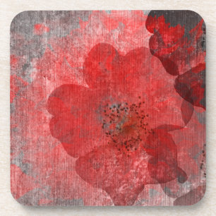 Red Grey Black Grunge Digital Graphic Art Design Drankjes Onderzetter