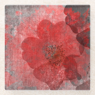 Red Grey Black Grunge Digital Graphic Art Design Glazen Onderzetter