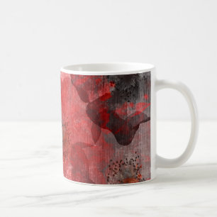 Red Grey Black Grunge Digital Graphic Art Design Koffiemok