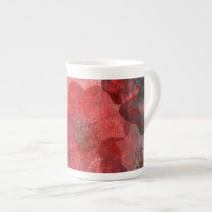 Red Grey Black Grunge Digital Graphic Art Design Porselein Kop